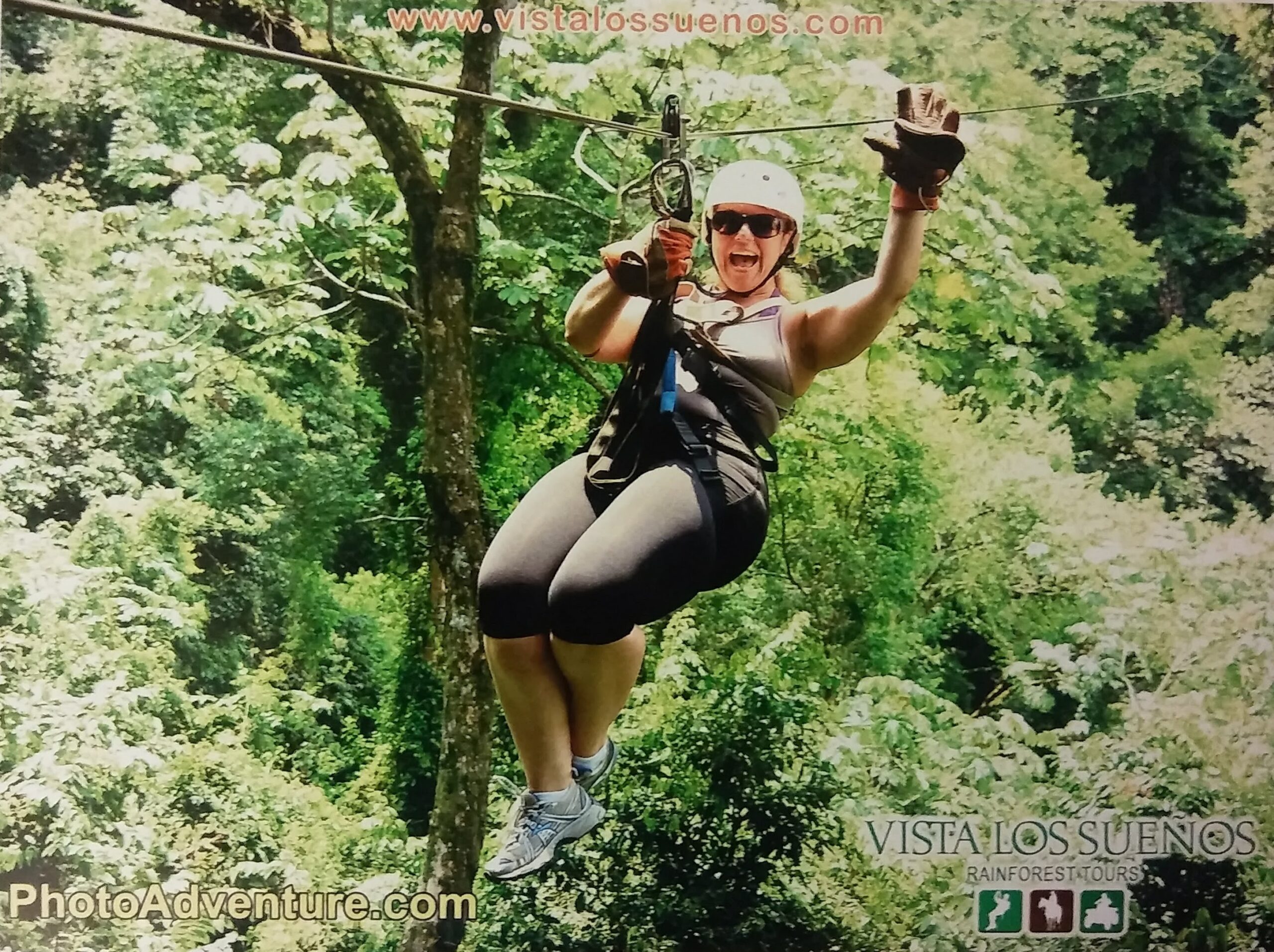 Ziplining through the lush Costa Rican rainforest